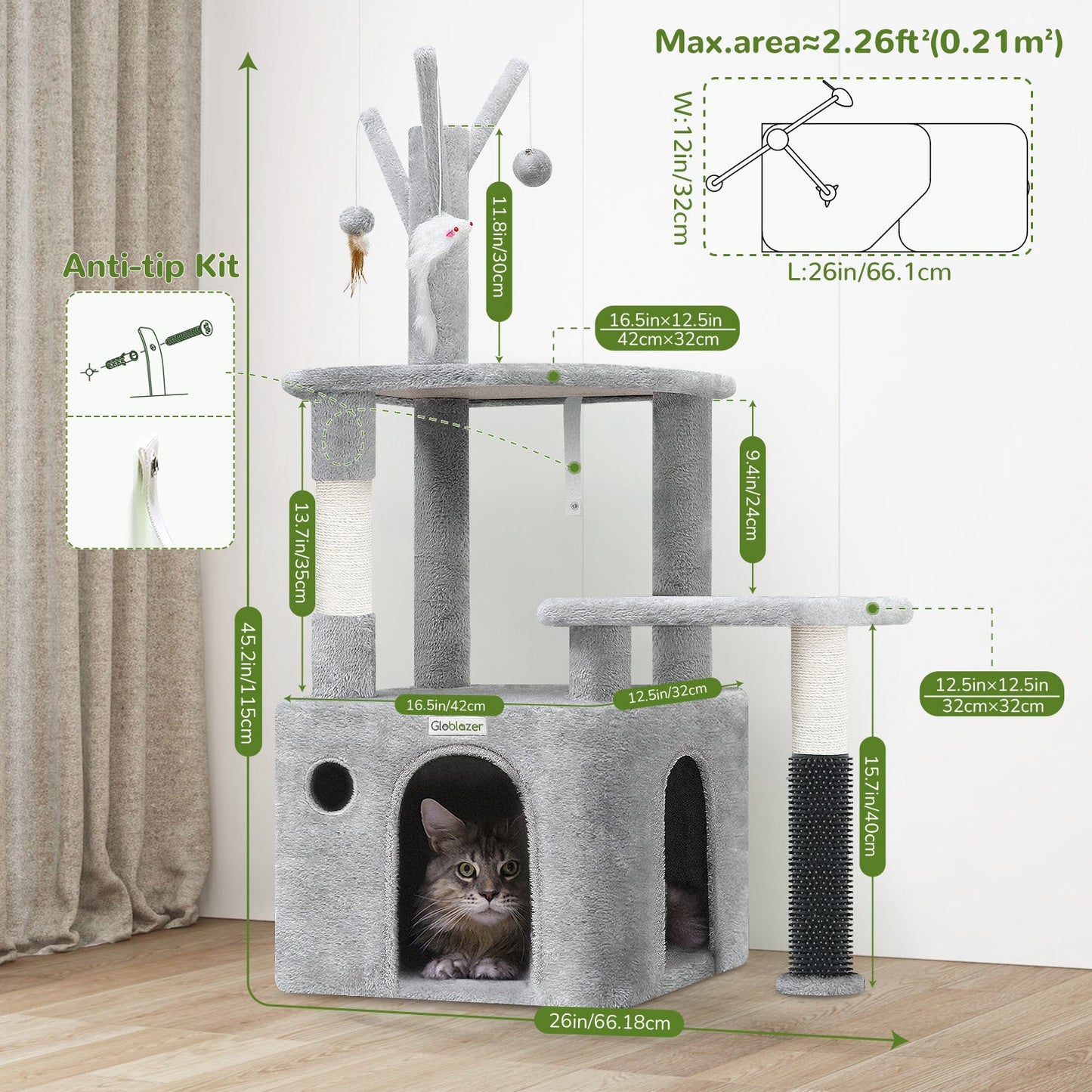 44 Inch Cat Climbing Frame Light Gray - Mijn winkel