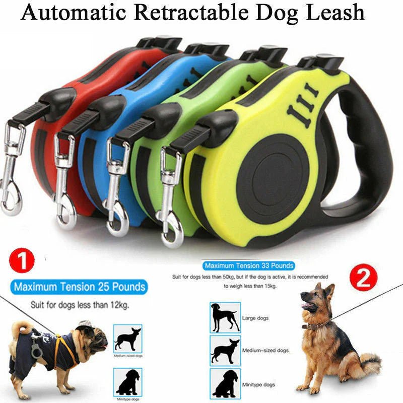 Automatic Retractable Dog Leash - Dual Size Options with Brake & Lock Safety System - Mijn winkel