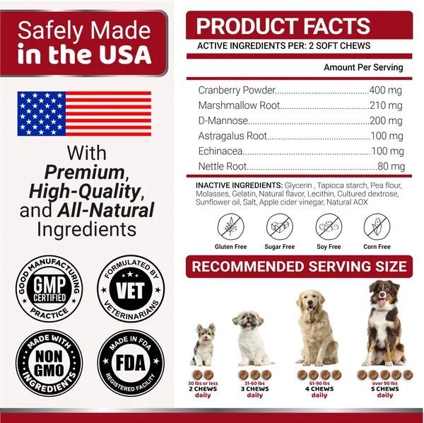 Dog UTI Treatment 170 Treats Cranberry Supplement For Dogs Bladder Control For Dogs - Mijn winkel