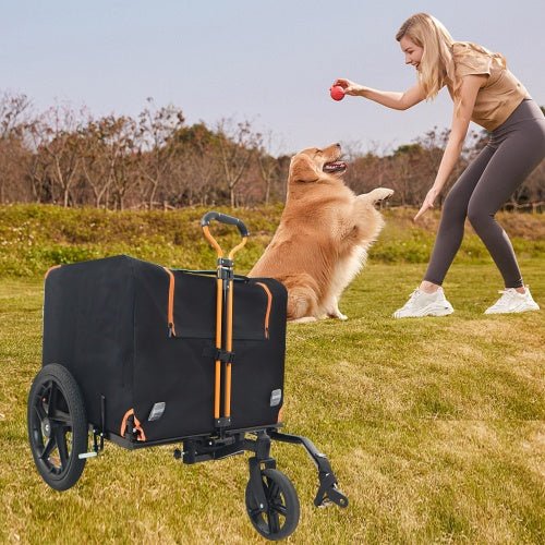 Foldable Pet Jogging Stroller Dog Carriers Bicycle Trailer Pet Dog Cat Bike Trailer Orange And Black - Ideal For Small Pets - Mijn winkel