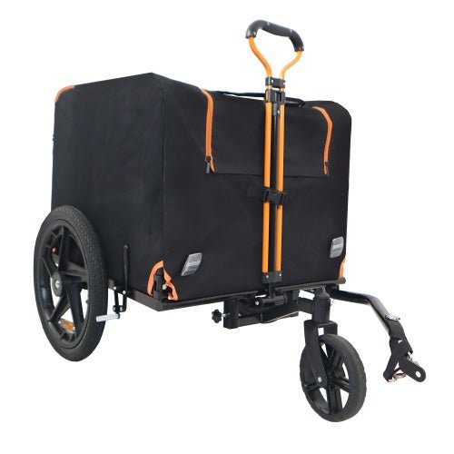 Foldable Pet Jogging Stroller Dog Carriers Bicycle Trailer Pet Dog Cat Bike Trailer Orange And Black - Ideal For Small Pets - Mijn winkel