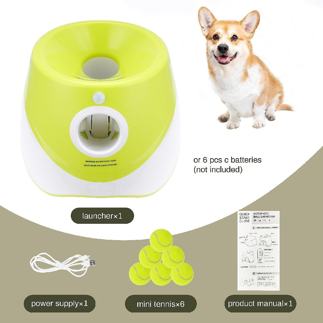Only Supports Self Pickup Dog Ball Thrower, Automatic Ball Launcher, Indoor - Outdoor Interactive Dog Toy With Three Scopes, Includes Balls And A Data Cable, Grey - Green - Mijn winkel