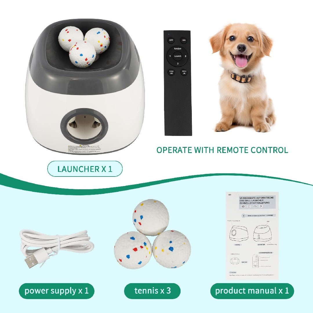Only Supports Self Pickup Dog Ball Thrower, Automatic Ball Launcher, Indoor - Outdoor Interactive Dog Toy With Three Scopes, Includes Balls And A Data Cable, Grey - Green - Mijn winkel