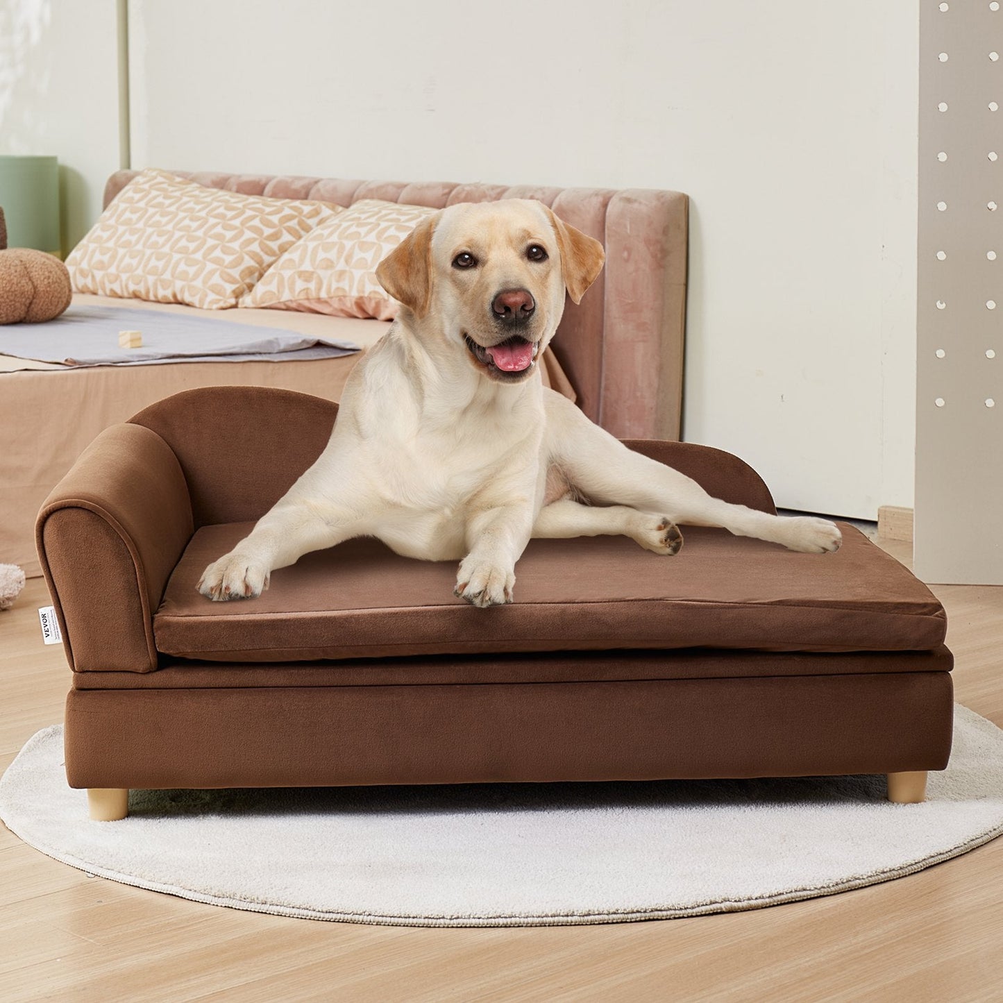 VEVOR Pet Sofa, Dog Couch For Large - Sized Dogs And Cats, Soft Velvety Dog Sofa Bed, 110 Lbs Loading Cat Sofa, Dark Brown - Mijn winkel