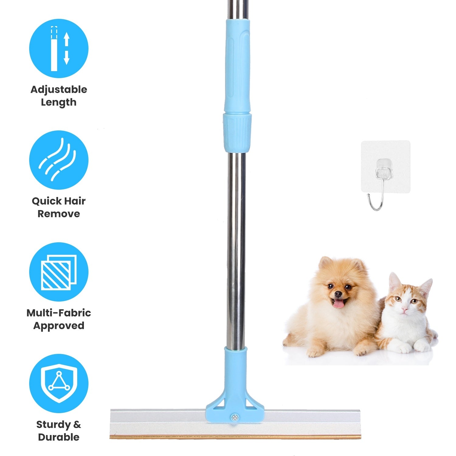 1Pc Pet Hair Removal Rake With 54.33in Adjustable Telescopic Rod Multi - Fabric Dog Cat Hair Scraper Lint Shaver For Carpet Rug Clothes Couch - Mijn winkel