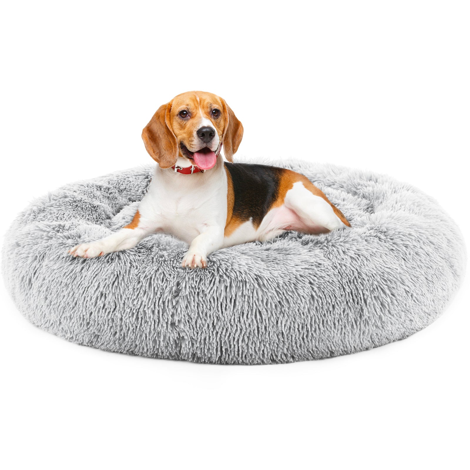 24 Inch Anti - Slip Round Fluffy Plush Faux Fur Cat Bed, Fits Up To 25 Lbs Pets - GetPawsy