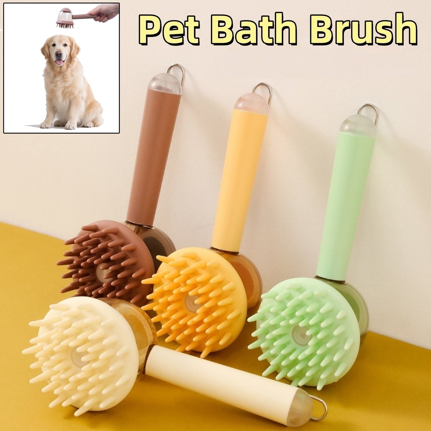 3 In 1 Pets Bath Brush For Dogs And Cats Shower Massage Brush, Depilation Comb And Foaming Tool, Anti - frizz Beauty Brush Pet Products - Mijn winkel