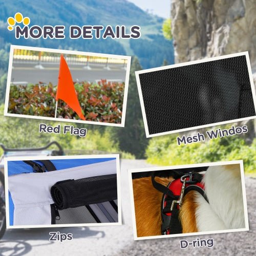Aosom Dog Bike Trailer Pet Cart Bicycle Wagon Cargo Carrier Attachment For Travel With 3 Entrances Large Wheels For Off - Road & Mesh Screen - Mijn winkel
