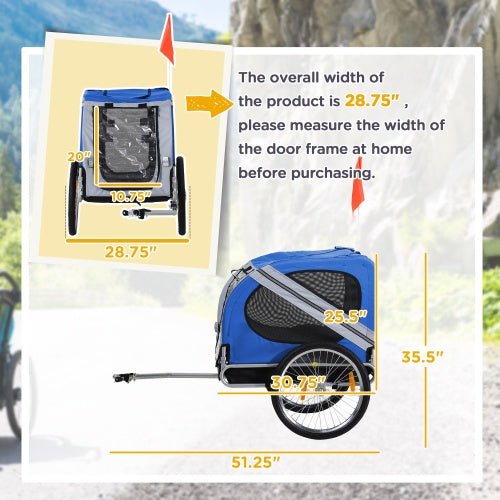 Aosom Dog Bike Trailer Pet Cart Bicycle Wagon Cargo Carrier Attachment For Travel With 3 Entrances Large Wheels For Off - Road & Mesh Screen - Mijn winkel