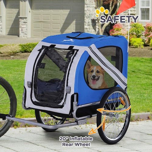 Aosom Dog Bike Trailer Pet Cart Bicycle Wagon Cargo Carrier Attachment For Travel With 3 Entrances Large Wheels For Off - Road & Mesh Screen - Mijn winkel