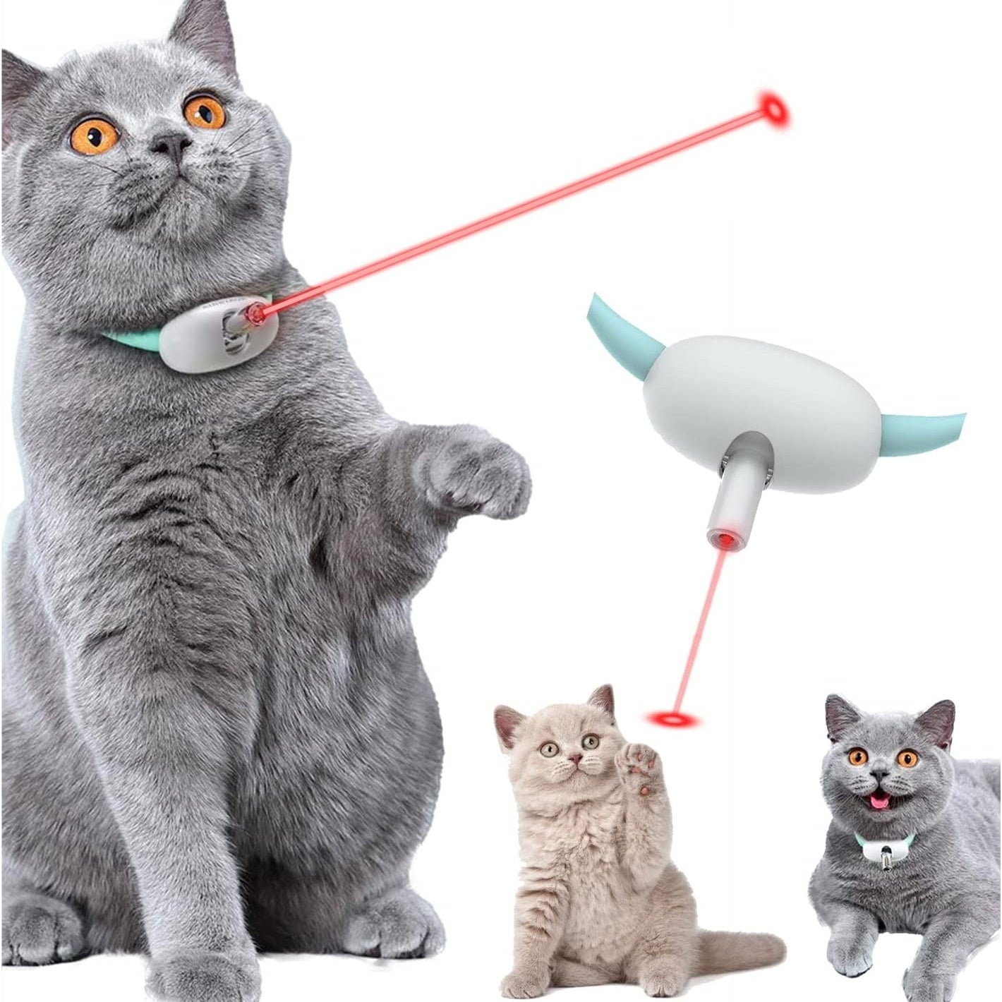 Automatic Cat Toy Smart Laser Teasing Cat Collar Electric USB Charging Kitten Amusing Toys Interactive Training Pet Items - Mijn winkel