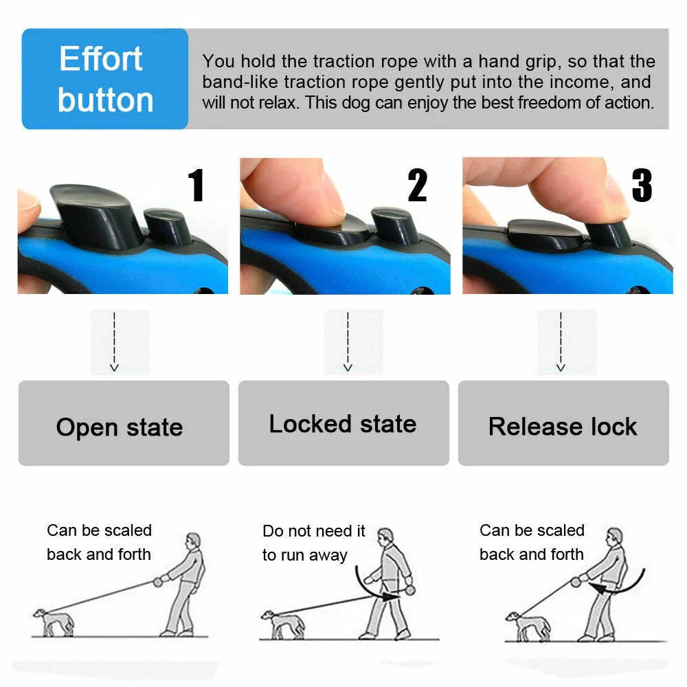 Automatic Retractable Dog Leash - Dual Size Options with Brake & Lock Safety System - Mijn winkel