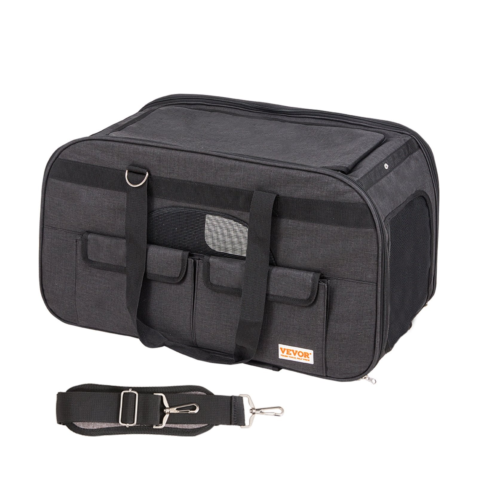 Cat Carrier With Wheels, Rolling Pet Carrier With Telescopic Handle And Shoulder Strap, Dog Carrier With Wheels For Pets Under 35 Lbs, With 1 Folding Bowl, Black - Mijn winkel