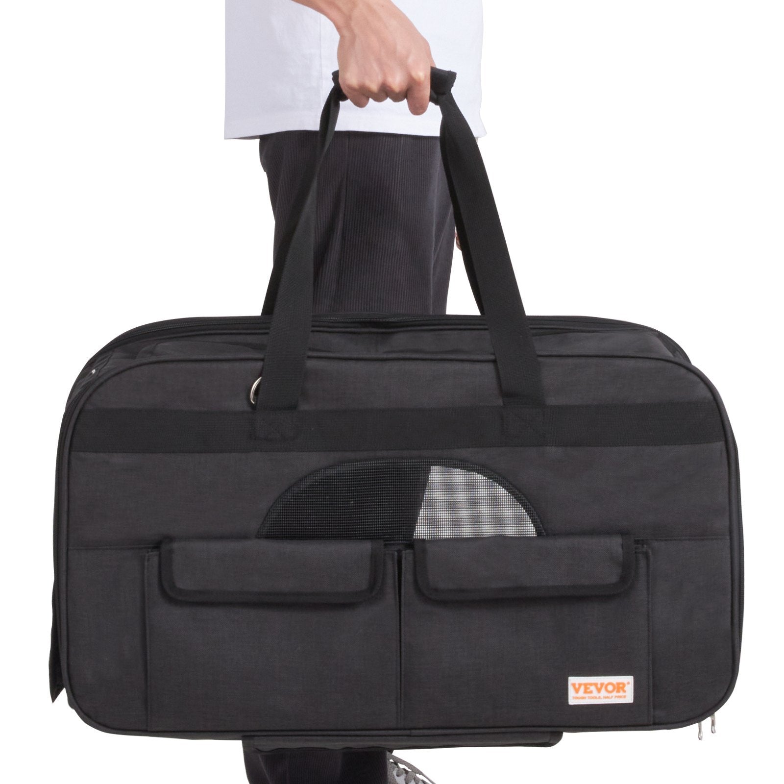 Cat Carrier With Wheels, Rolling Pet Carrier With Telescopic Handle And Shoulder Strap, Dog Carrier With Wheels For Pets Under 35 Lbs, With 1 Folding Bowl, Black - Mijn winkel