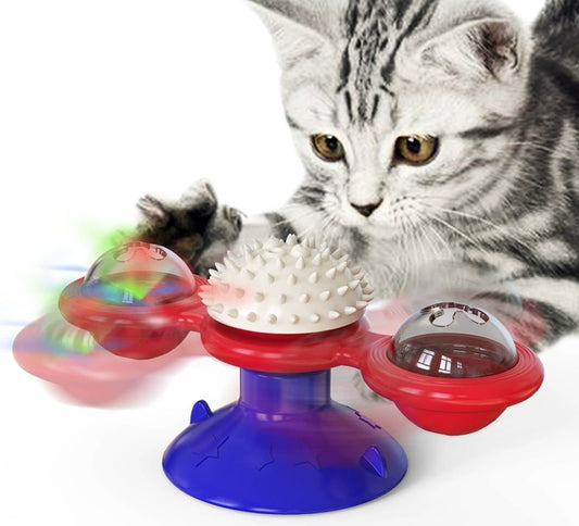 Cat Entertainment Set - Interactive Rotating Disk, Feather Teasers, Tumbler, Windmill Toy - Keeps Cats Active & Engaged - Mijn winkel