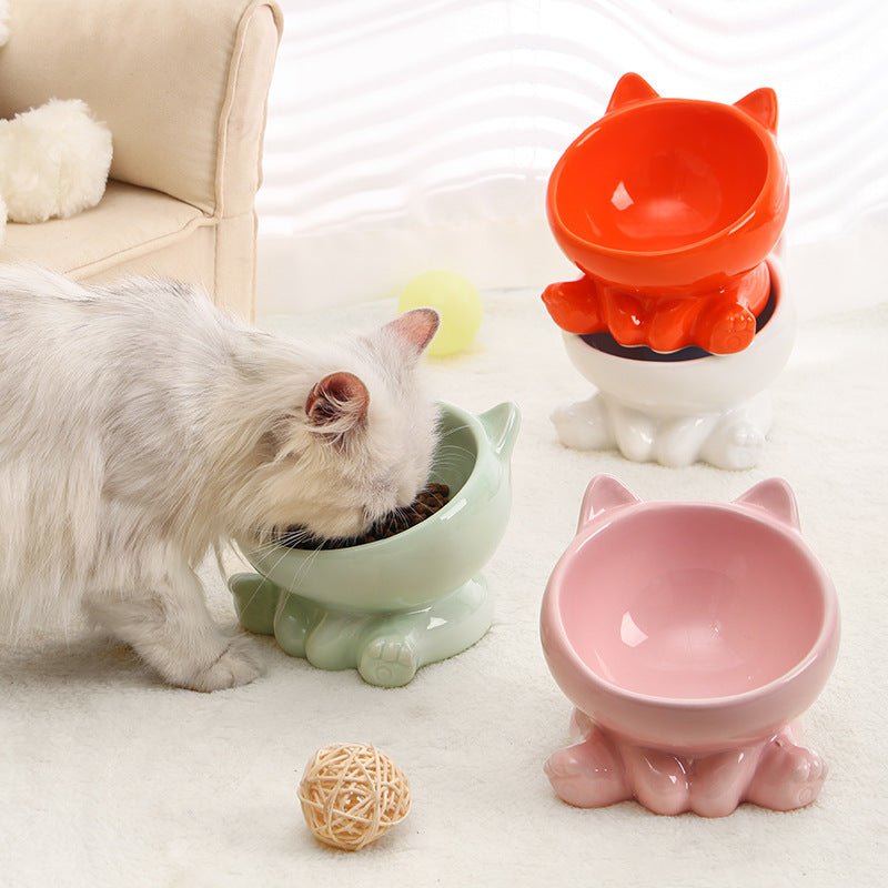 Ceramic Cat Bowl Cat Bowl Cat Food Bowl Neck Guard Oblique Mouth Dog Bowl Pet Bowl - Mijn winkel
