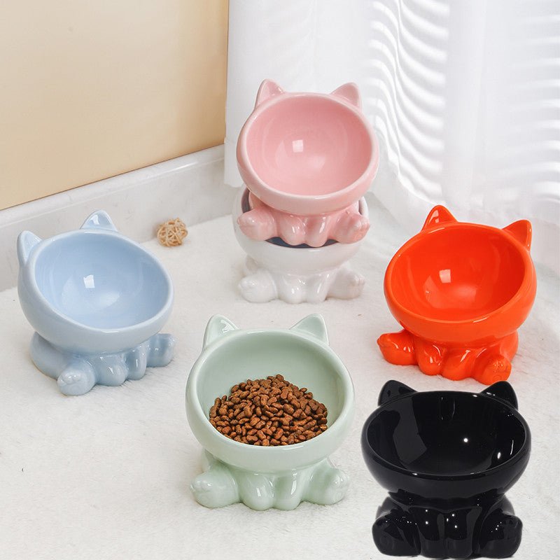 Ceramic Cat Bowl Cat Bowl Cat Food Bowl Neck Guard Oblique Mouth Dog Bowl Pet Bowl - Mijn winkel