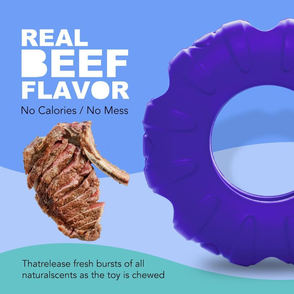 Chew Toys Puppy Tires Flavored Dog Chew Toys, Real Beef Flavor Leaky Food Toy Slow Feeder Food Treat Dispensing Toys, Dog Interactive Toys For Medium To Large Dogs - Mijn winkel