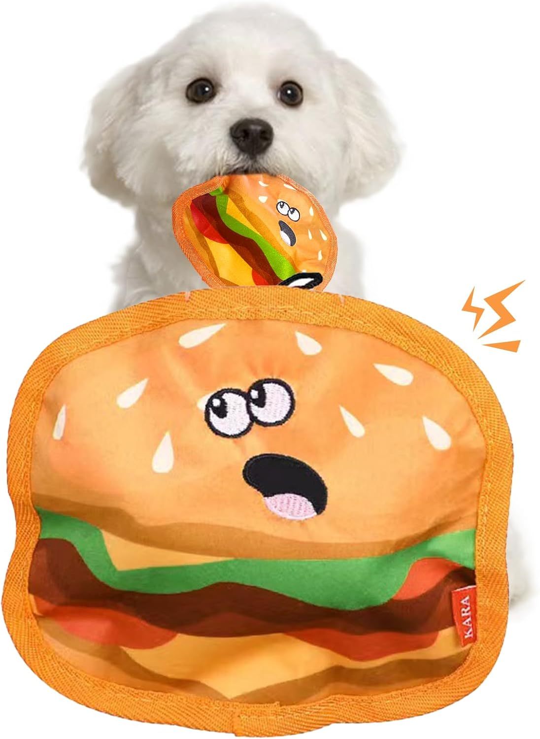 Crinkle Dog Toys Squeaky Dog Toys No Stuffing Dog Toys Durable Interactive Dog Chew Toys For Puppy Small Medium Large Dogs Hamburger - Mijn winkel