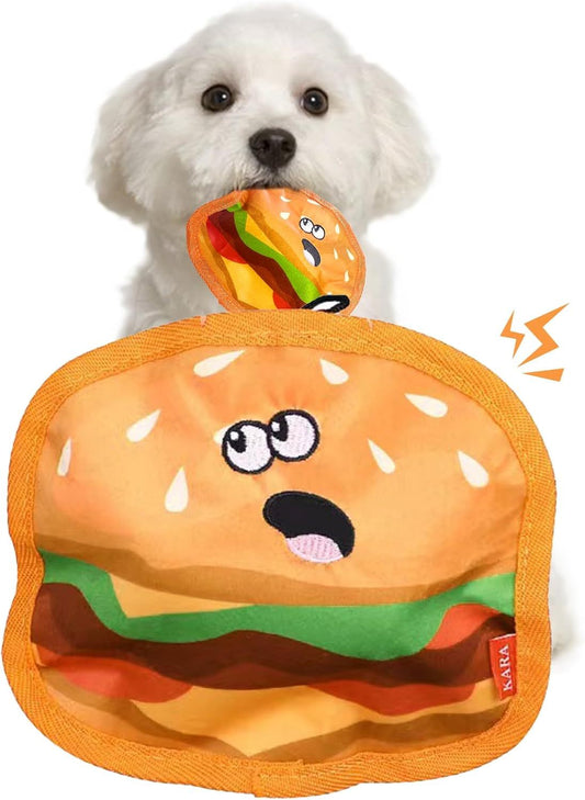 Crinkle Dog Toys Squeaky Dog Toys No Stuffing Dog Toys Durable Interactive Dog Chew Toys For Puppy Small Medium Large Dogs Hamburger - Mijn winkel
