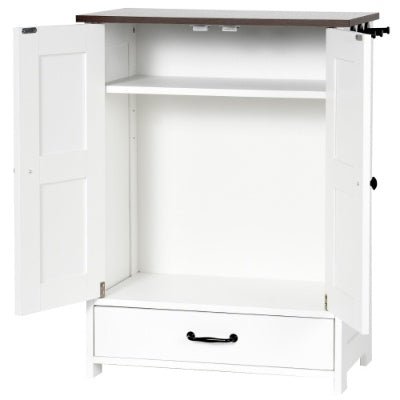 Dog Feeding Station, Dog Food Storage Cabinet With Hidden Dog Bowls, Adjustable Panel, Hooks, For Medium Sized Dogs, White - Mijn winkel