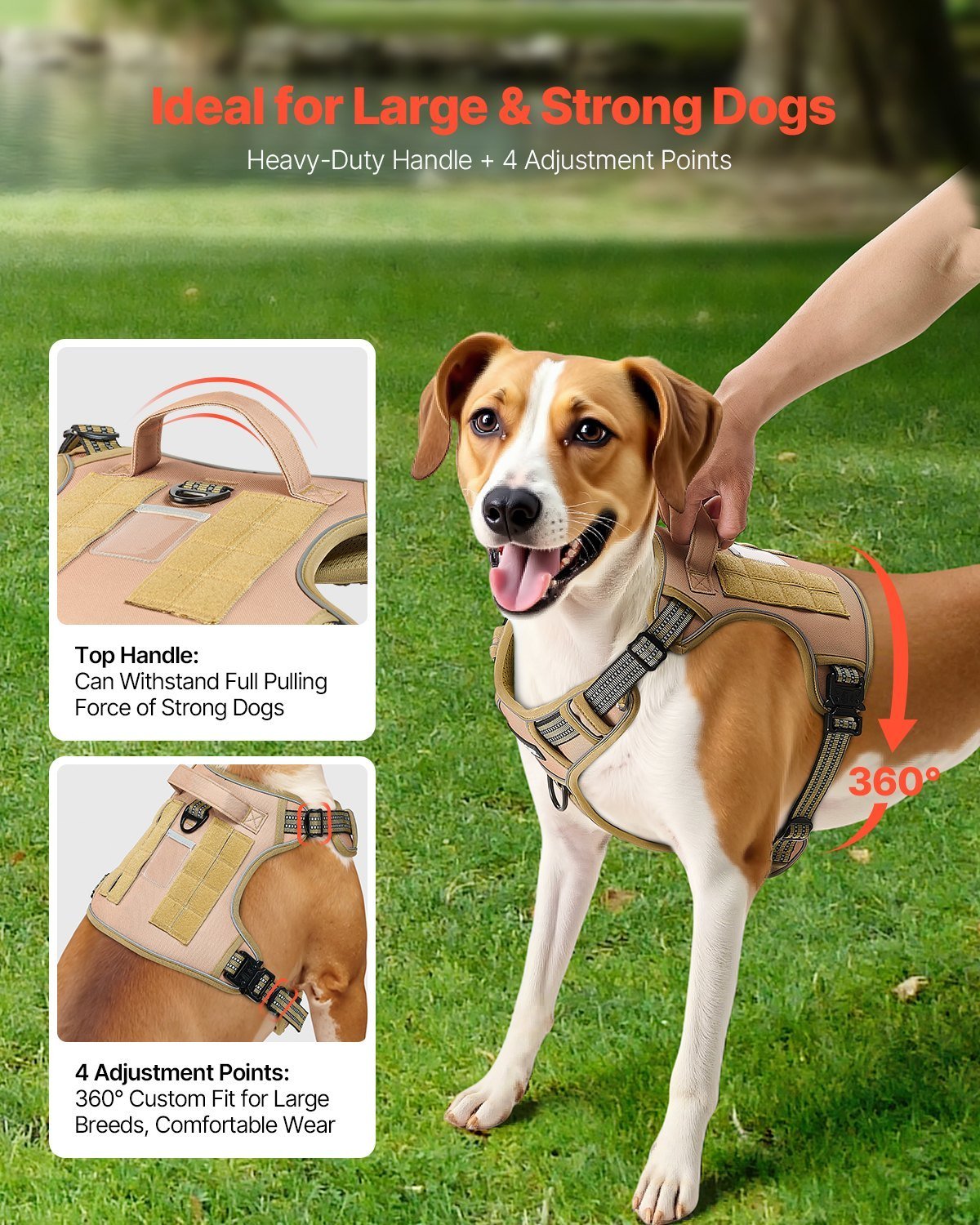Dog Harness For Large Dogs No Pull Tactical Dog Harness Adjustable Pet Vest - Mijn winkel