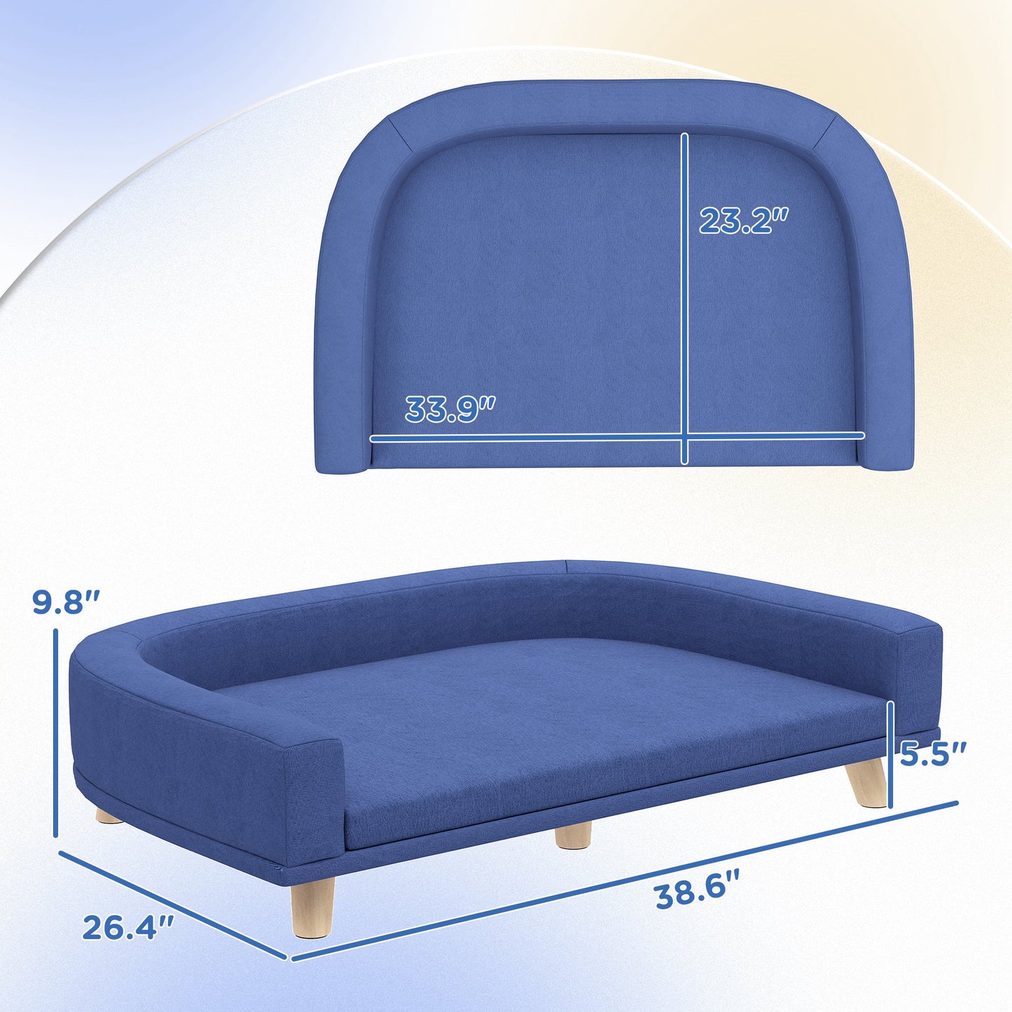 Dog Sofa Couch Bed With Washable Cushion For Large Dogs, Cats, Blue - Mijn winkel
