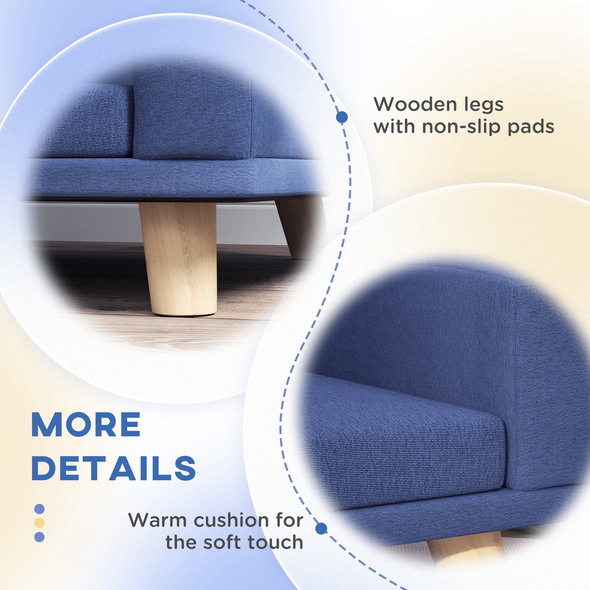 Dog Sofa Couch Bed With Washable Cushion For Large Dogs, Cats, Blue - Mijn winkel