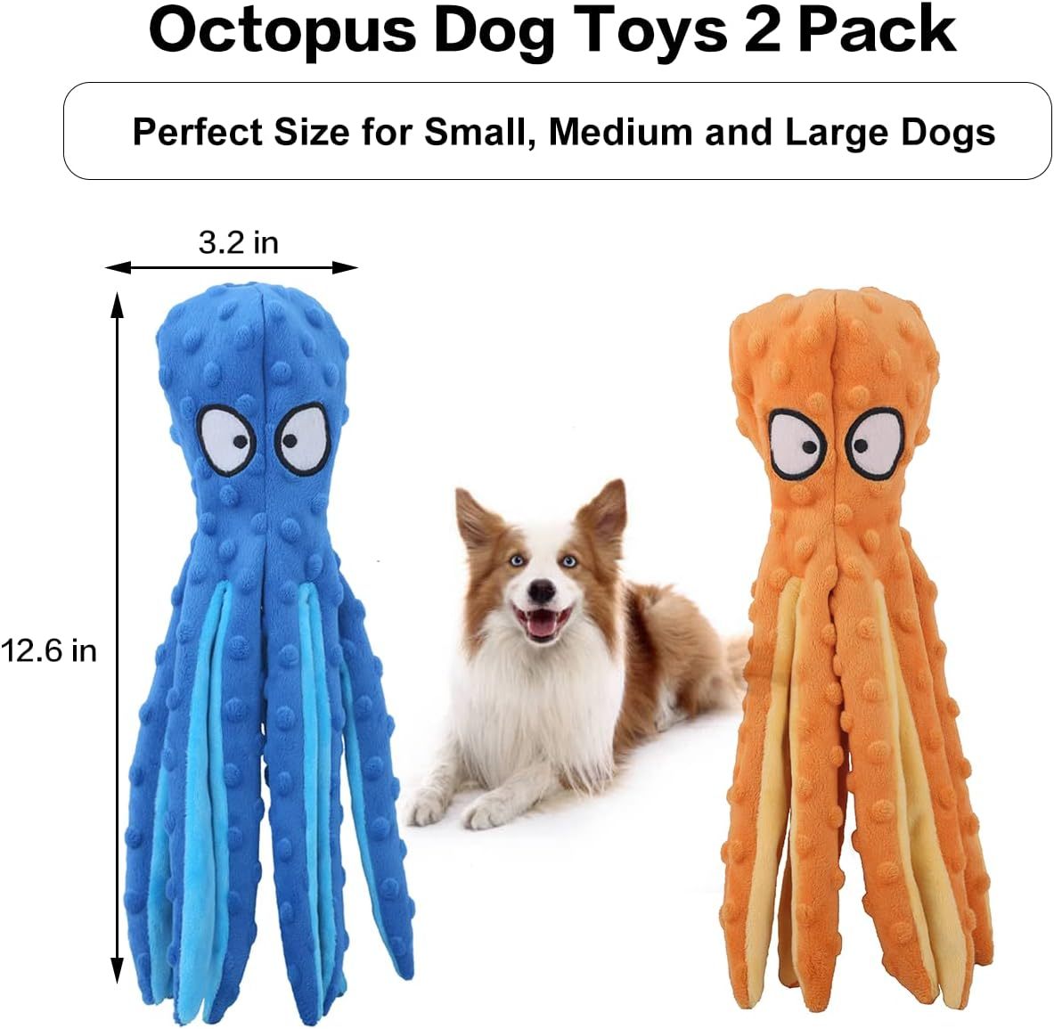 Dog Squeaky Toys Octopus No Stuffing Crinkle Plush Toys For Puppy Teething Durable Interactive Chew Toys For Small Medium And Large Dogs Training And Reduce Boredom - Mijn winkel