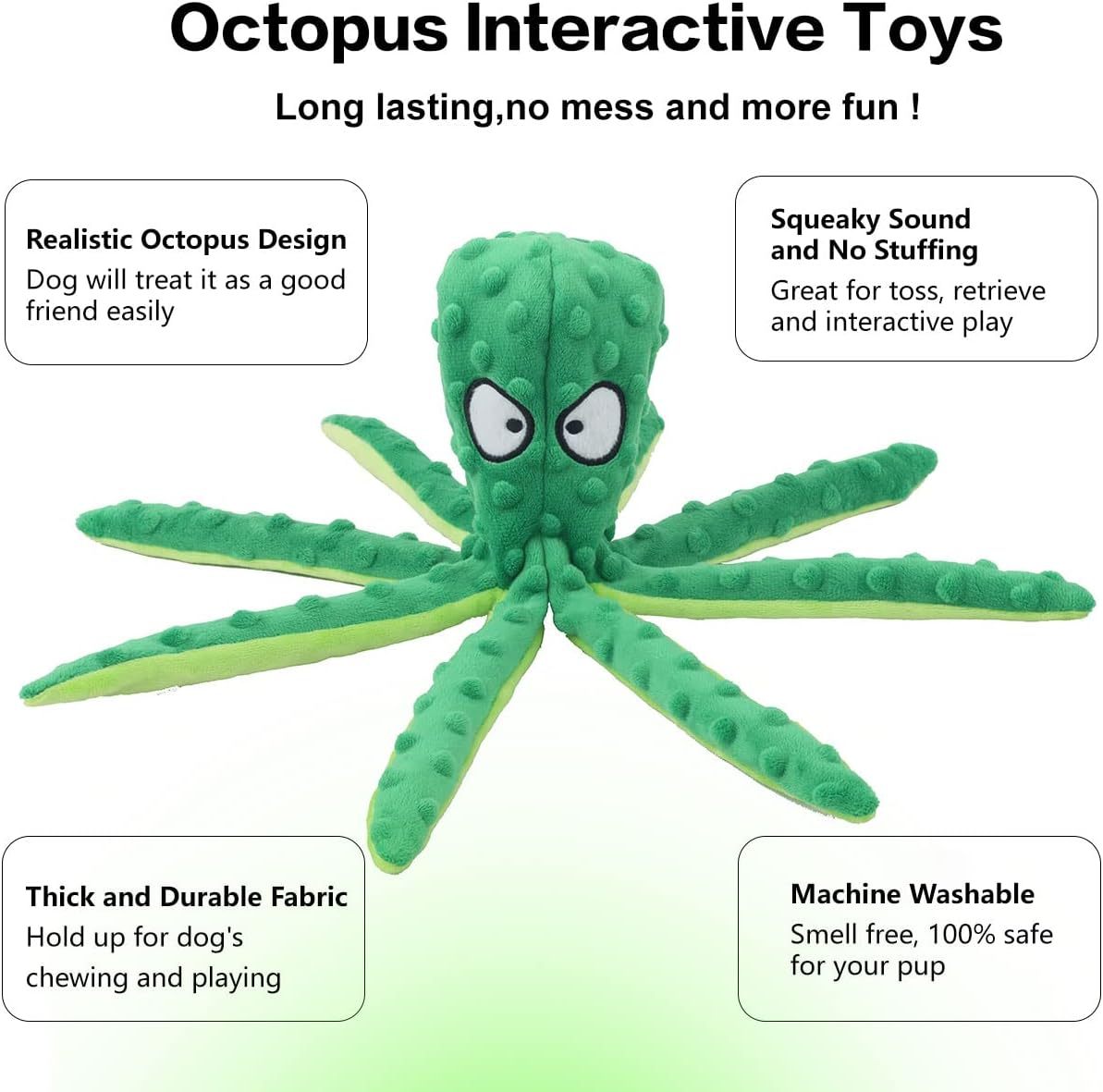 Dog Squeaky Toys Octopus No Stuffing Crinkle Plush Toys For Puppy Teething Durable Interactive Chew Toys For Small Medium And Large Dogs Training And Reduce Boredom - Mijn winkel