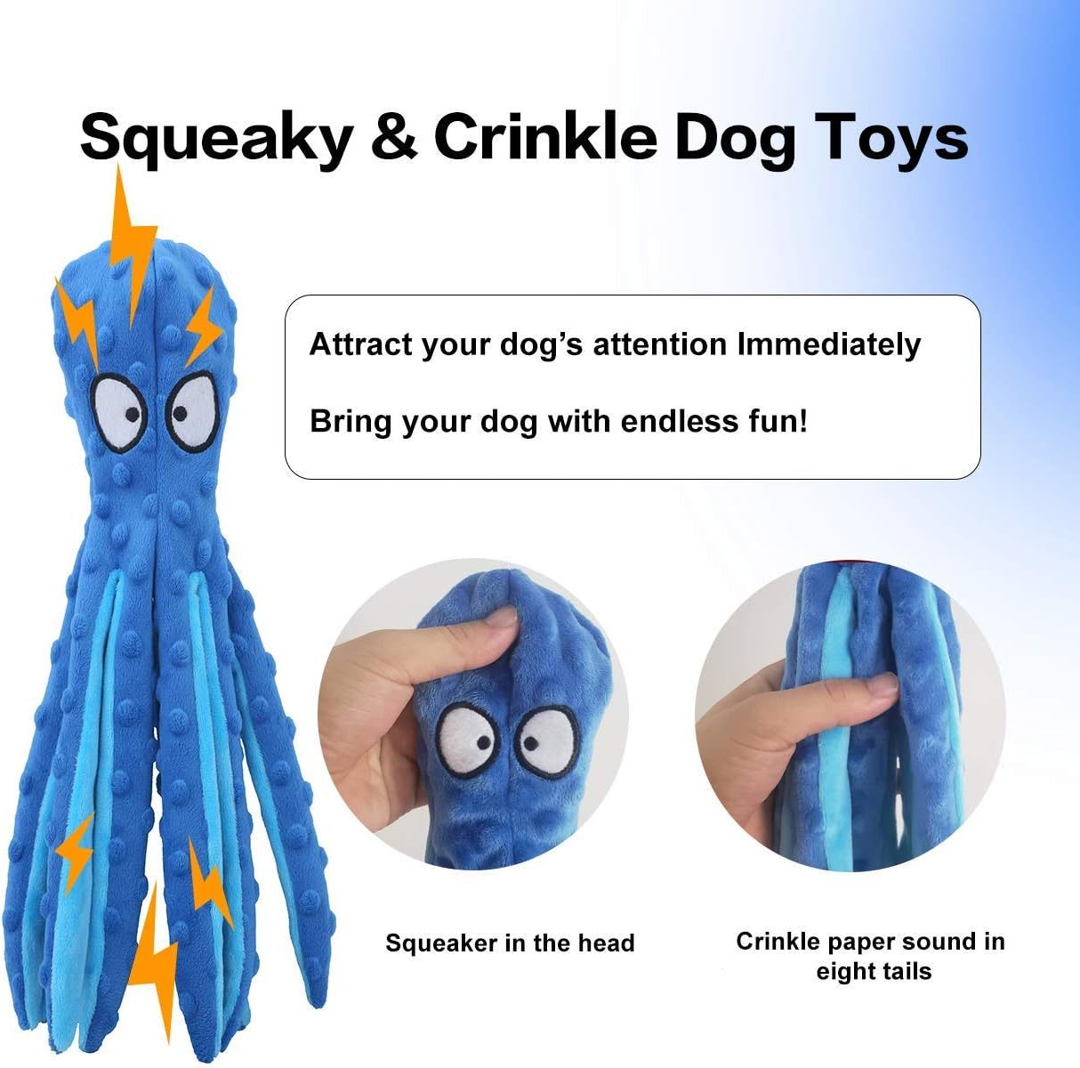 Dog Squeaky Toys Octopus No Stuffing Crinkle Plush Toys For Puppy Teething Durable Interactive Chew Toys For Small Medium And Large Dogs Training And Reduce Boredom - Mijn winkel