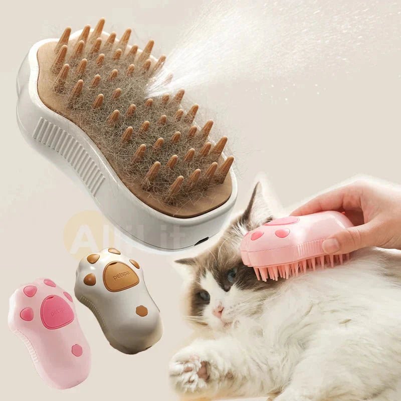 Electric Cat Steam Brush – 3 - In - 1 Pet Grooming Comb with Water Spray for Cats and Dogs, USB Rechargeable - Mijn winkel