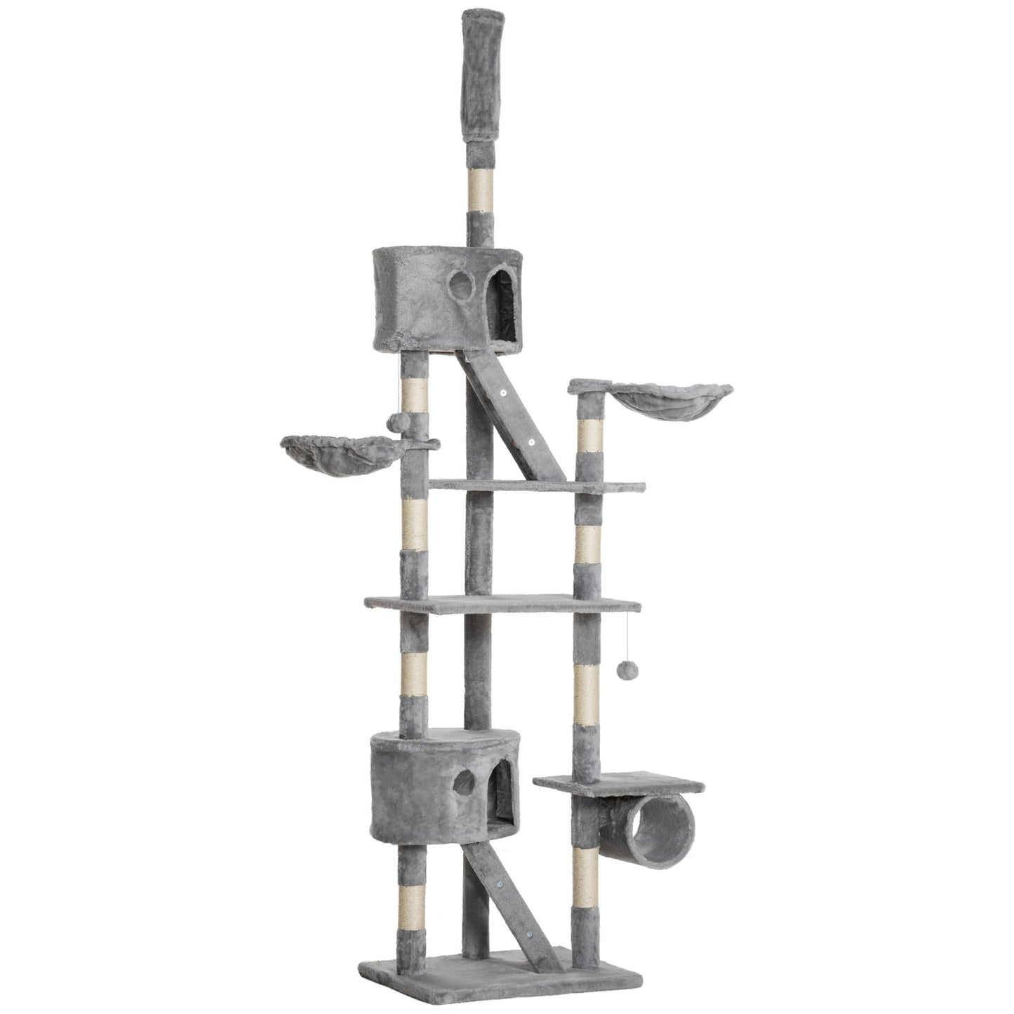 Floor Standing Cat Tree 94.5 - 10.25 Inch Height Adjustable Cat Climbing Tower, Apartment Hammock - Mijn winkel