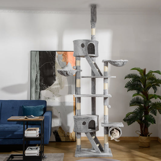 Floor Standing Cat Tree 94.5 - 10.25 Inch Height Adjustable Cat Climbing Tower, Apartment Hammock - Mijn winkel