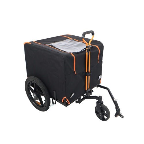 Foldable Pet Jogging Stroller Dog Carriers Bicycle Trailer Pet Dog Cat Bike Trailer Orange And Black - Ideal For Small Pets - Mijn winkel