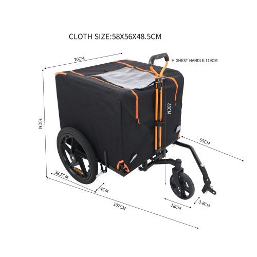 Foldable Pet Jogging Stroller Dog Carriers Bicycle Trailer Pet Dog Cat Bike Trailer Orange And Black - Ideal For Small Pets - Mijn winkel