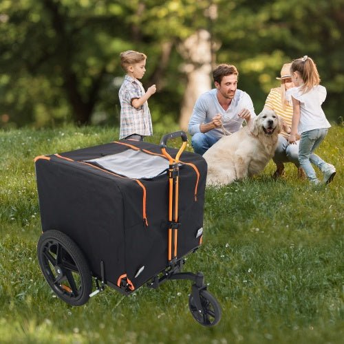 Foldable Pet Jogging Stroller Dog Carriers Bicycle Trailer Pet Dog Cat Bike Trailer Orange And Black - Ideal For Small Pets - Mijn winkel