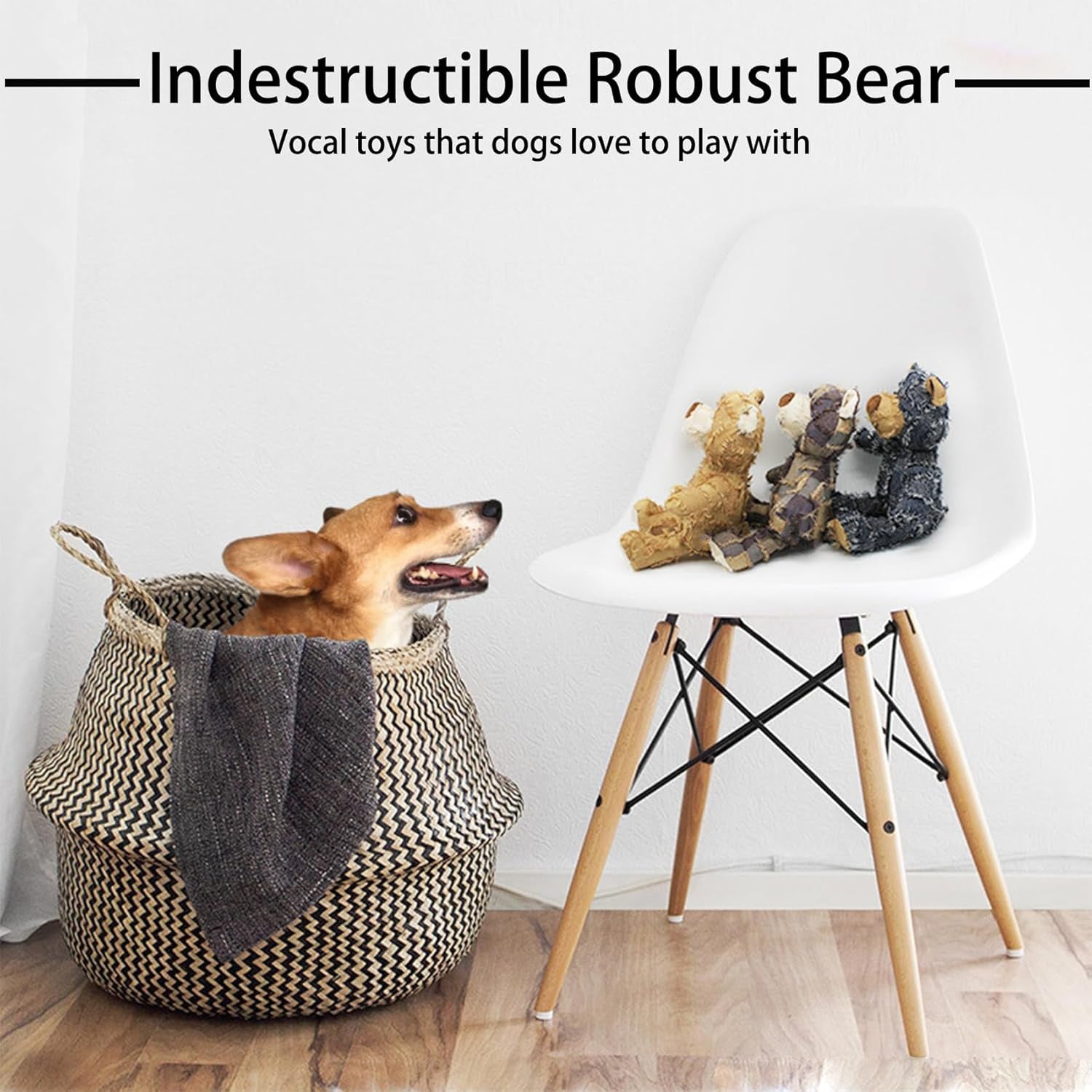 Indestructible Robust Bear, 2024 New Indestructible Squeaky Toys For Dogs, Durable Squeaky Dog Toys For Heavy Chewers, Interactive Dog Toys - Mijn winkel