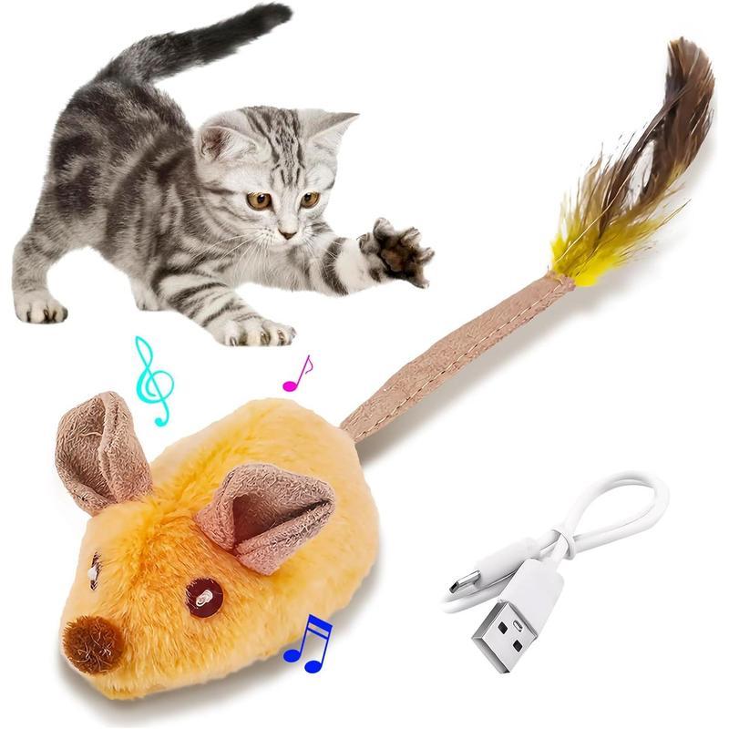 Interactive Cat Toys Mouse With LED Lights ForIndoor Cats USB Rechargeable Cat Mouse Toysfor Cats, Moving Automatic Chirping Squeakywith Feather Tail For All Breeds Cat Catnip Toys Forinteractive Toys - Mijn winkel