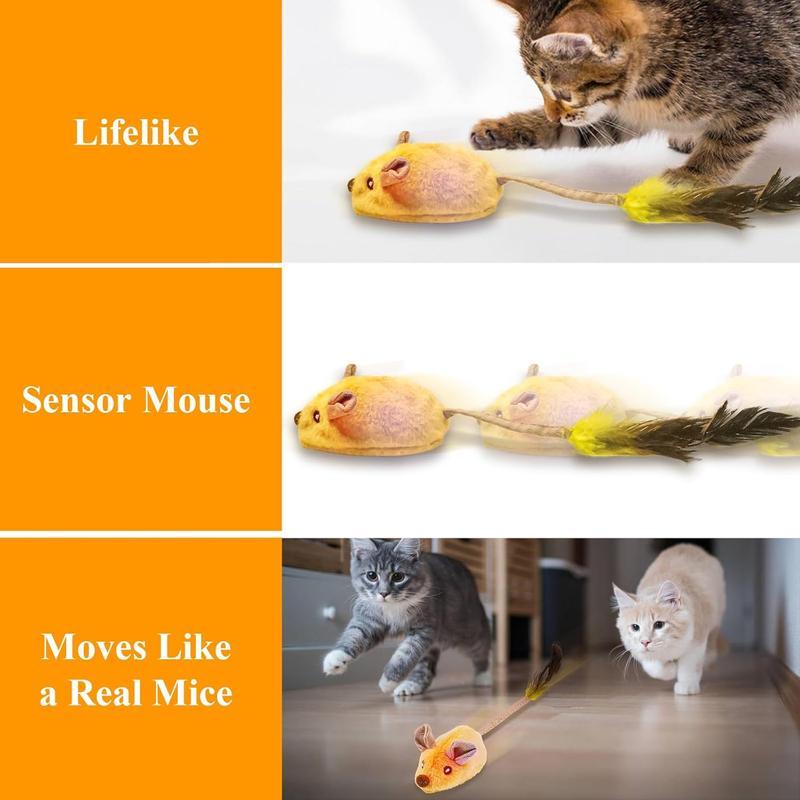 Interactive Cat Toys Mouse With LED Lights ForIndoor Cats USB Rechargeable Cat Mouse Toysfor Cats, Moving Automatic Chirping Squeakywith Feather Tail For All Breeds Cat Catnip Toys Forinteractive Toys - Mijn winkel