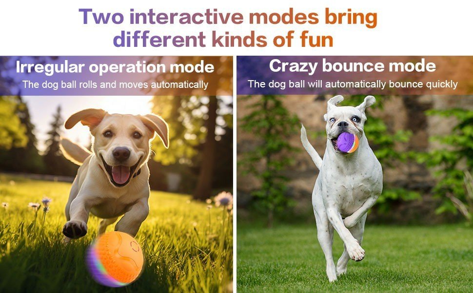 Interactive Dog Toys Ball, Automatic Rolling Toy, Lively Pet Ball For Medium ,Large Dogs To Relieve Boredom, Activated Automatic Motion Dog Balls Toy With LED Flash, USB Rechargeable Orange Purple - Mijn winkel