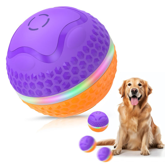 Interactive Dog Toys Ball, Automatic Rolling Toy, Lively Pet Ball For Medium ,Large Dogs To Relieve Boredom, Activated Automatic Motion Dog Balls Toy With LED Flash, USB Rechargeable Orange Purple - Mijn winkel