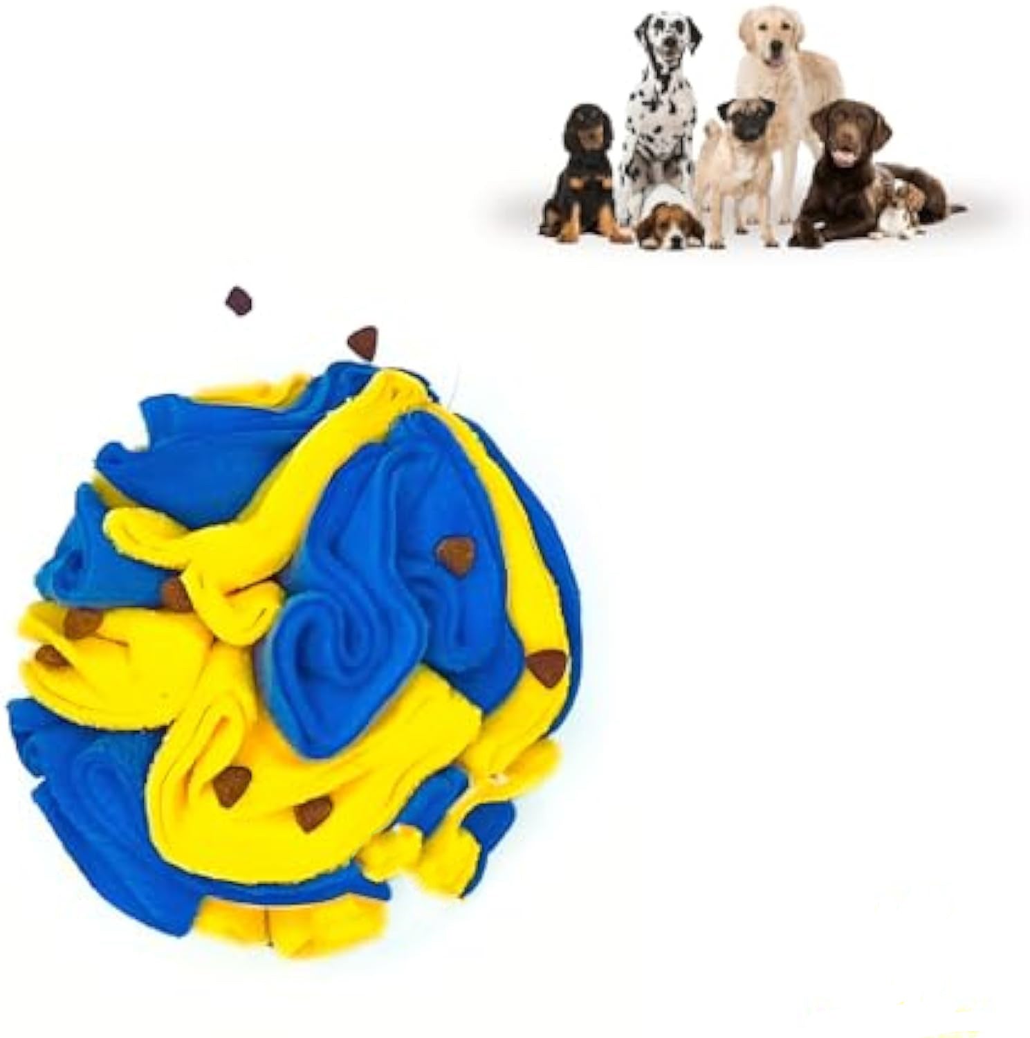 Interactive Toy Foraging Dog Puzzle Ball - Dog Enrichment Toys Vibrant Yellow And Blue Optimal Visual Stimulation Toys For Blind Dogs Snuffle Ball For Dogs - Mijn winkel