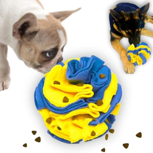 Interactive Toy Foraging Dog Puzzle Ball - Dog Enrichment Toys Vibrant Yellow And Blue Optimal Visual Stimulation Toys For Blind Dogs Snuffle Ball For Dogs - Mijn winkel