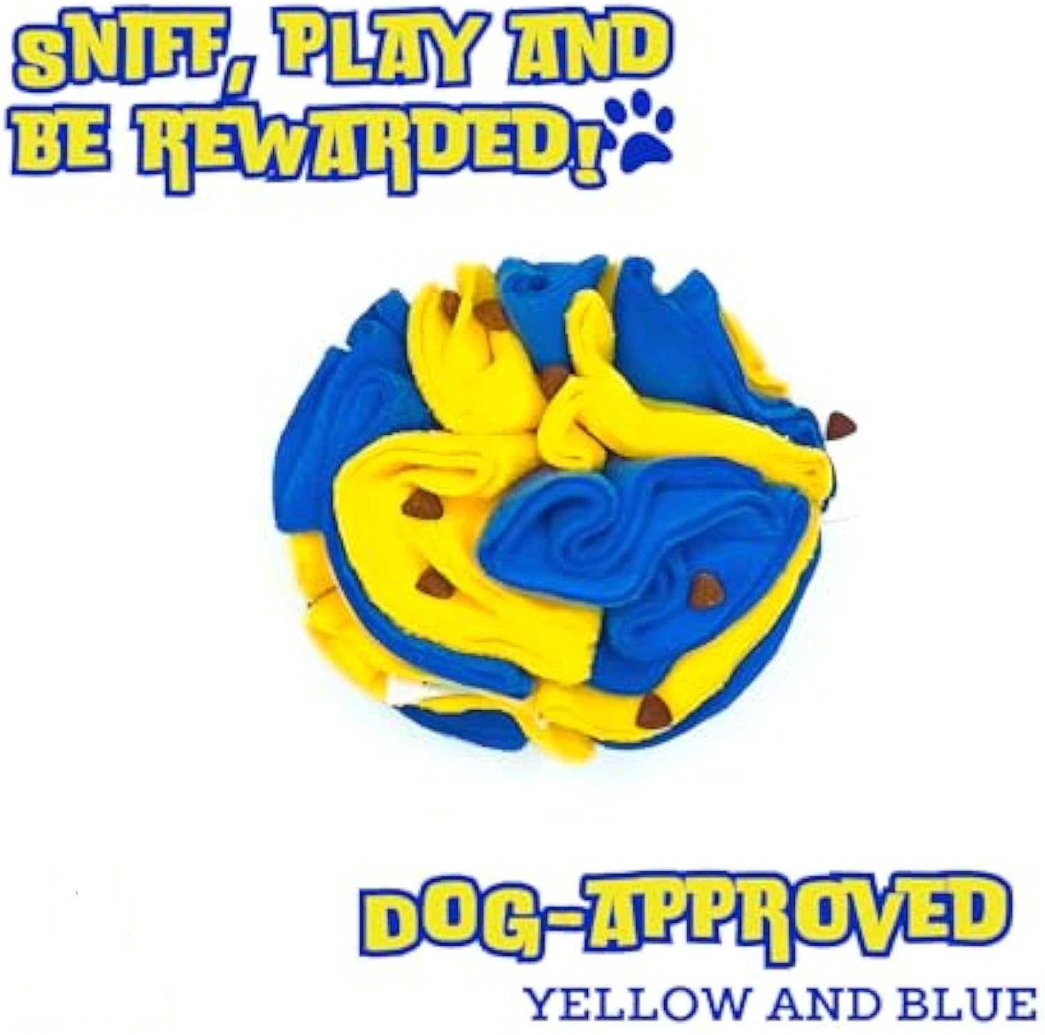 Interactive Toy Foraging Dog Puzzle Ball - Dog Enrichment Toys Vibrant Yellow And Blue Optimal Visual Stimulation Toys For Blind Dogs Snuffle Ball For Dogs - Mijn winkel