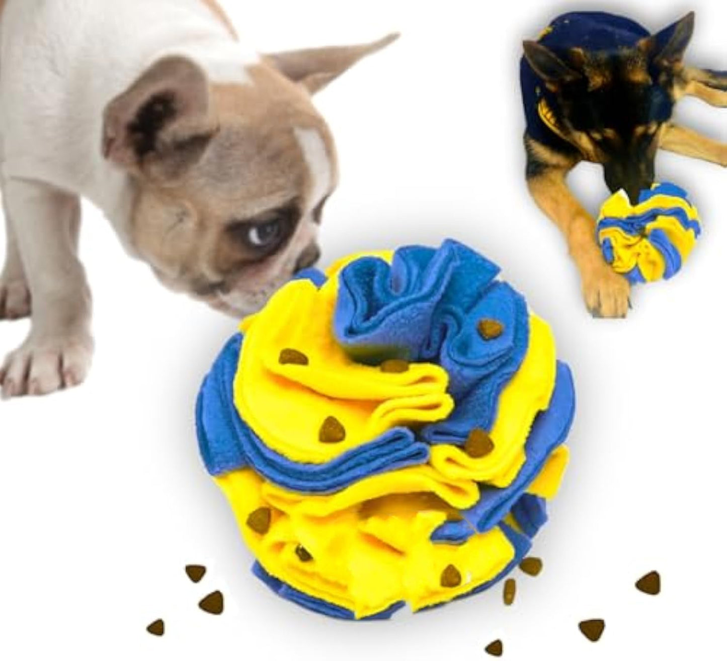 Interactive Toy Foraging Dog Puzzle Ball - Dog Enrichment Toys Vibrant Yellow And Blue Optimal Visual Stimulation Toys For Blind Dogs Snuffle Ball For Dogs - Mijn winkel