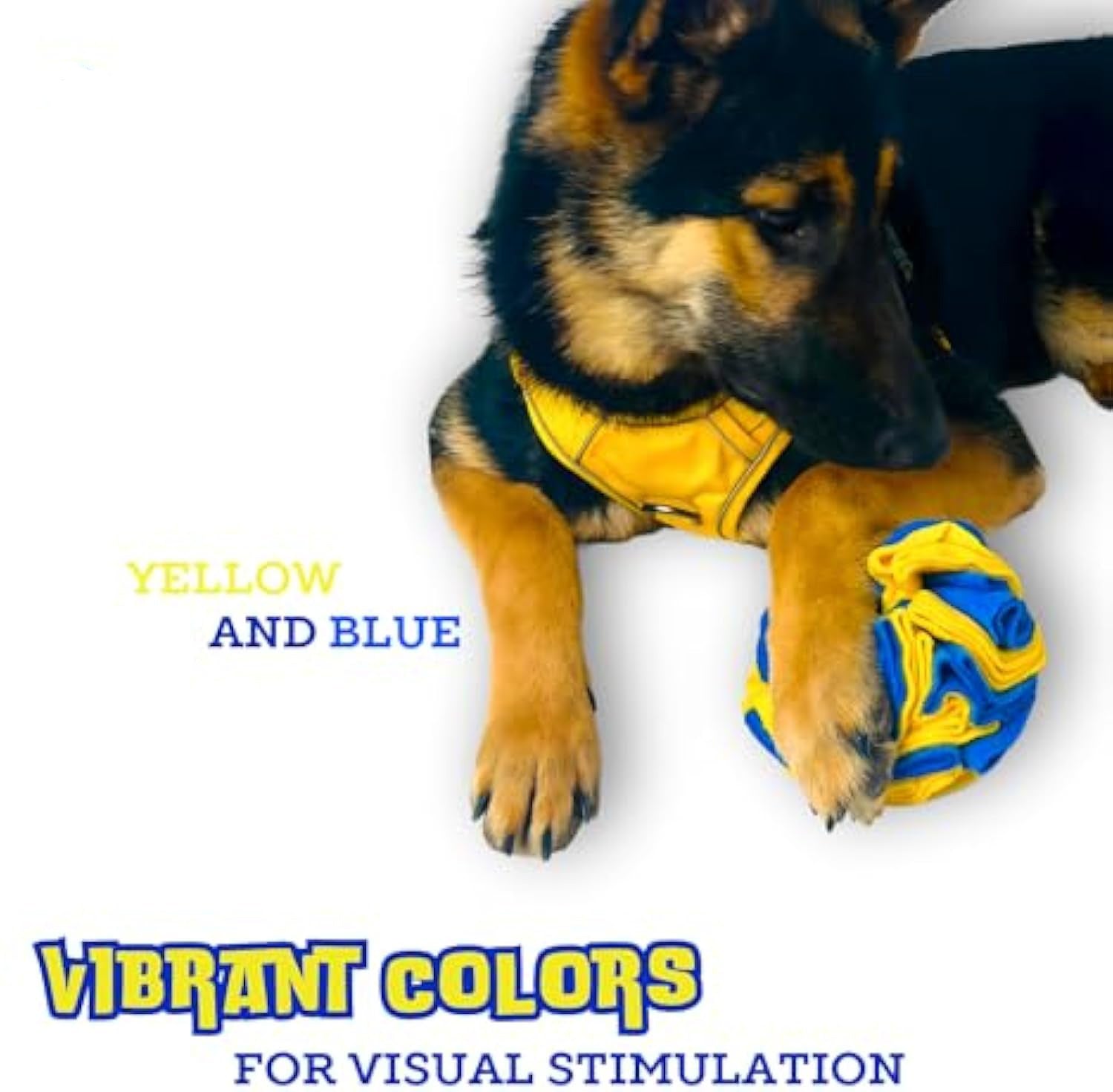 Interactive Toy Foraging Dog Puzzle Ball - Dog Enrichment Toys Vibrant Yellow And Blue Optimal Visual Stimulation Toys For Blind Dogs Snuffle Ball For Dogs - Mijn winkel