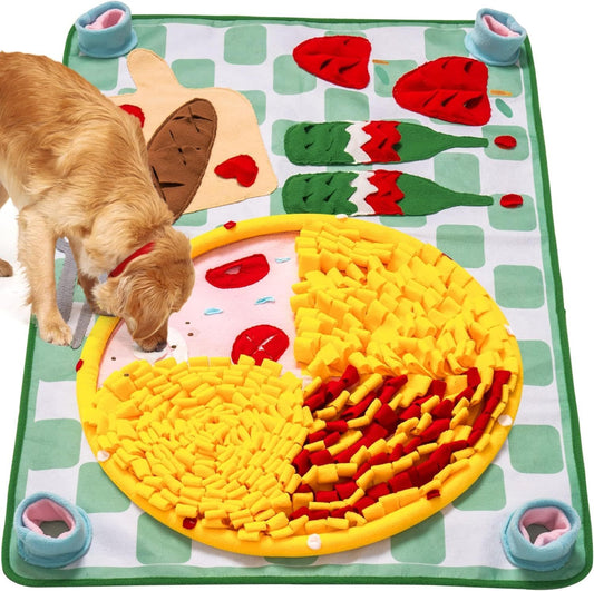 MEWOOFUN Washable Snuffle Mat For Dogs - Slow Feeder Puzzle Mat For Large & Small Dogs, Mental Stimulation Toy For Boredom Relief & Scent Training 16'' Round, Blue - Mijn winkel