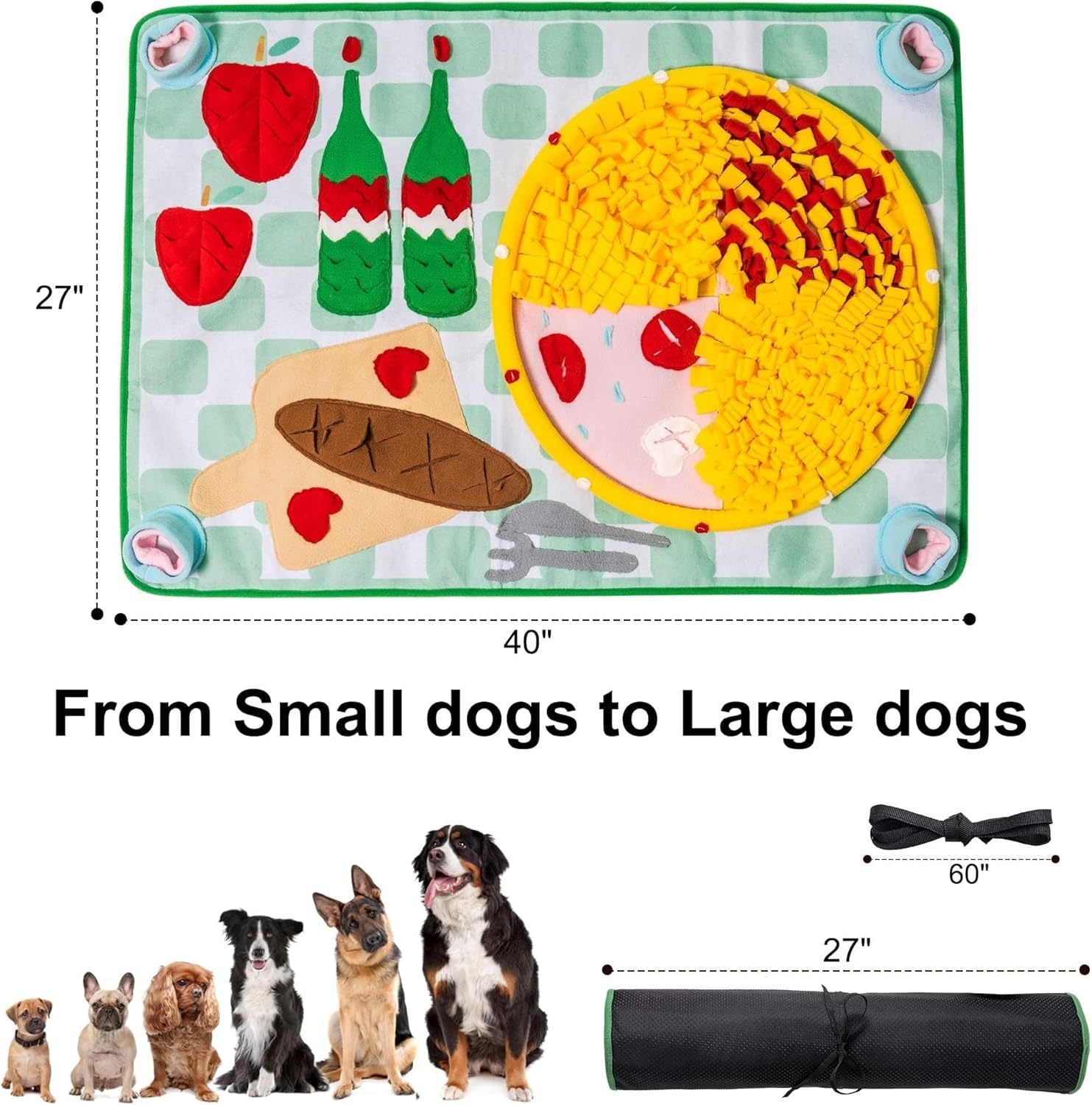 MEWOOFUN Washable Snuffle Mat For Dogs - Slow Feeder Puzzle Mat For Large & Small Dogs, Mental Stimulation Toy For Boredom Relief & Scent Training 16'' Round, Blue - Mijn winkel