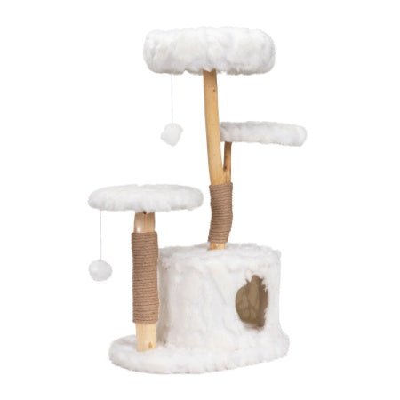 Modern Cat Tree, Natural Branch Cat Tower, Luxury Cat Condo, Indoor Cat Furniture, Kitten Cat Gift, White - Mijn winkel
